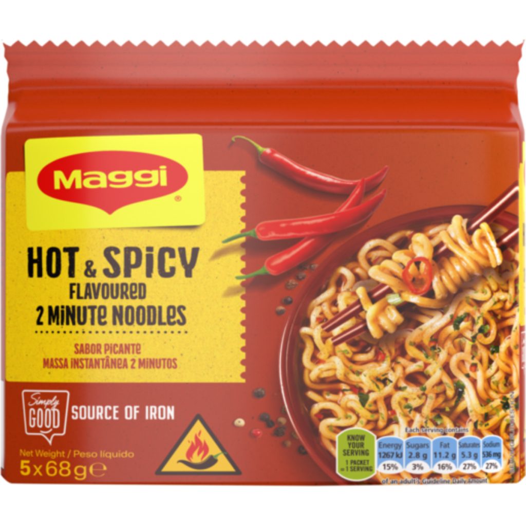 Maggi 2-Minute Noodles 5x68g - Hot & Spicy