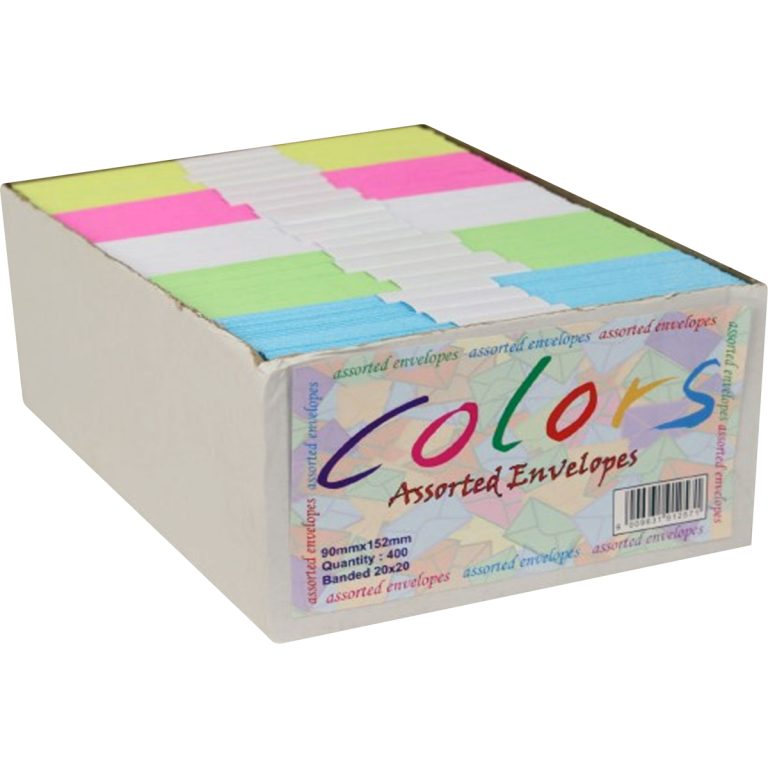 1911 - ENVELOPES ASSORTED COLOURS (90x152MM) 400'S