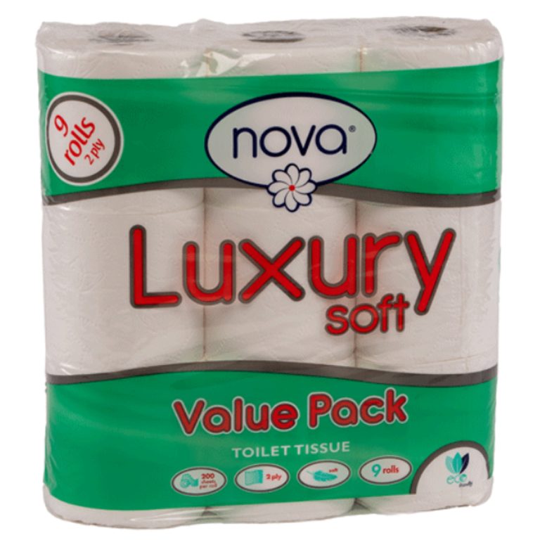 NOVA 2-PLY MINI TOILET ROLLS GREEN 9'S