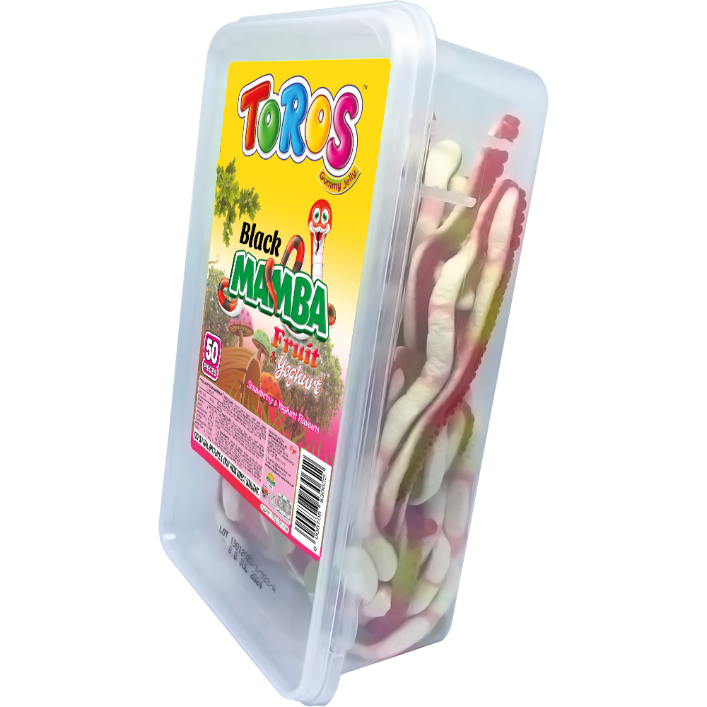 Toros Jellies Tubs Assorted - Black Mamba Strawberry Yoghurt