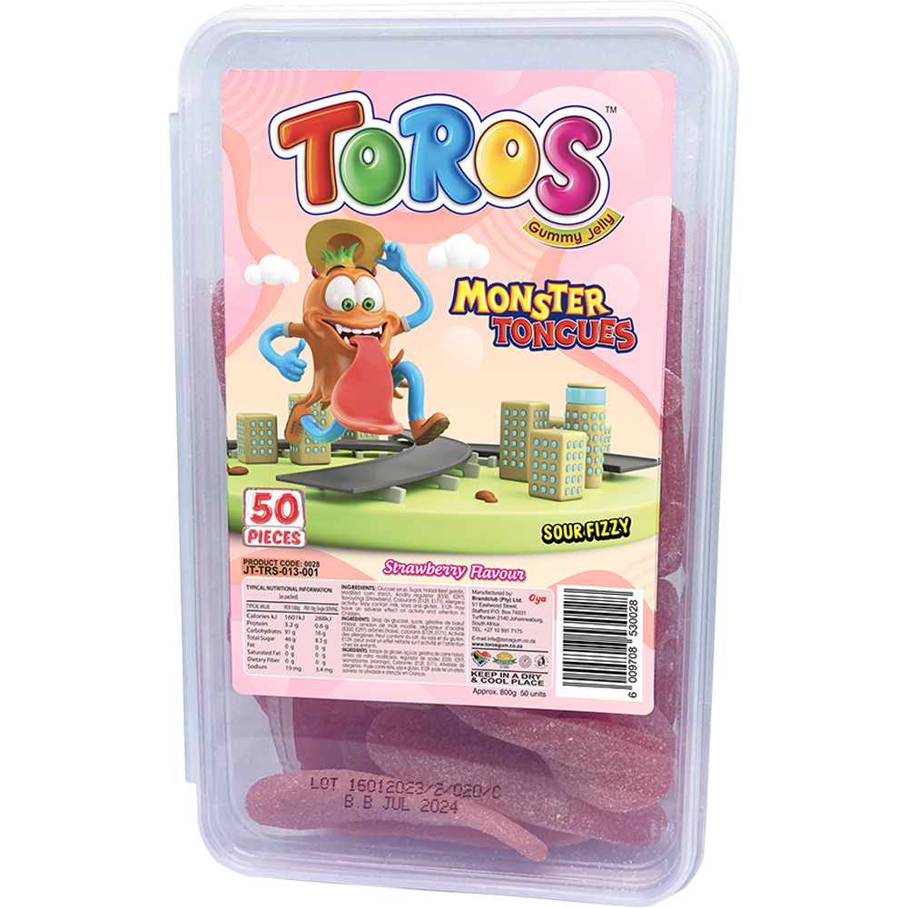 Toros Jellies Tubs Assorted - Monster Tongue Strawberry
