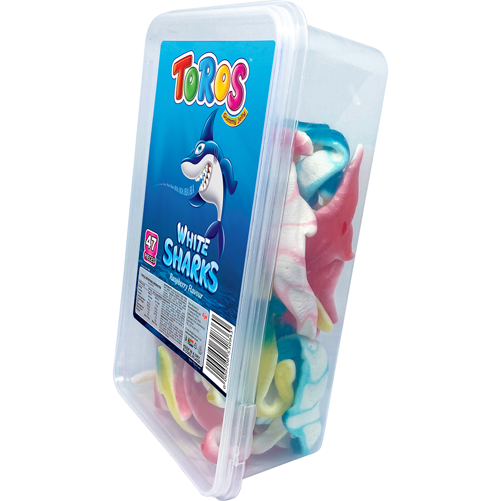 Toros Jellies Tubs Assorted - White Sharks Raspberry