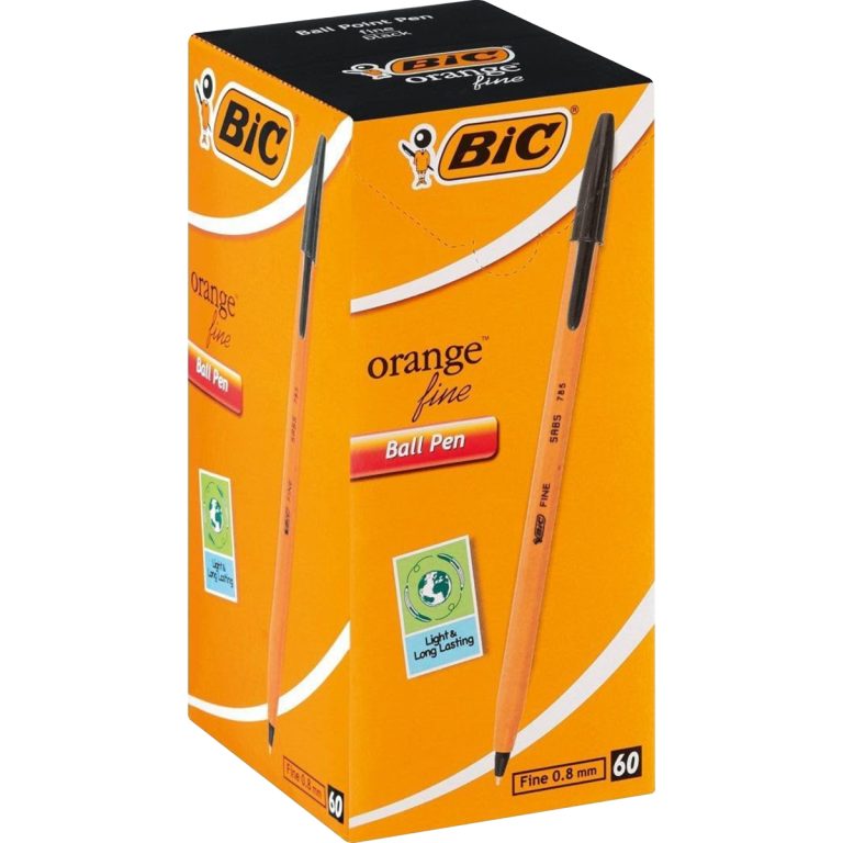 4081 - BIC ORANGE FINE POINT PENS - BLACK 60'S