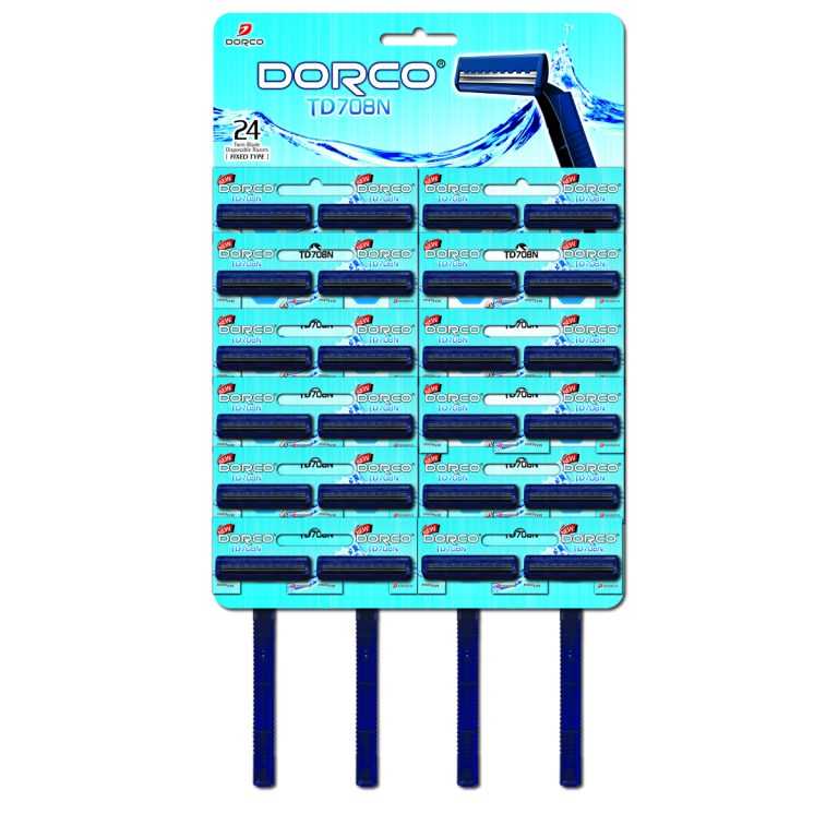 DORCO TWIN BLADE DISPOSABLE RAZORS DISPLAY 24'S