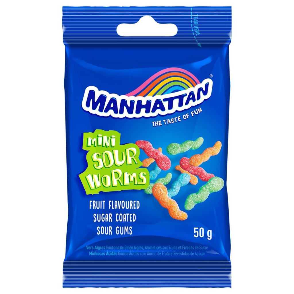 Manhattan Gums & Jellies 24x50g - Mini Sour Worms
