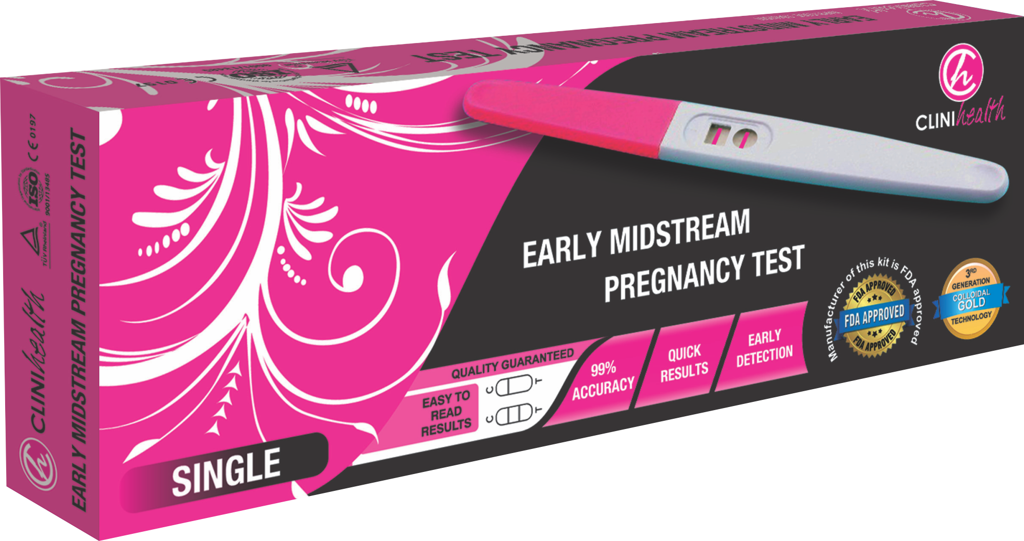 Clini Health Early Pregnancy Test (Midstream Singles)