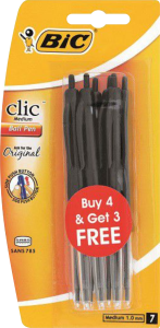 Bic Clic Blister Pack Black 4+3