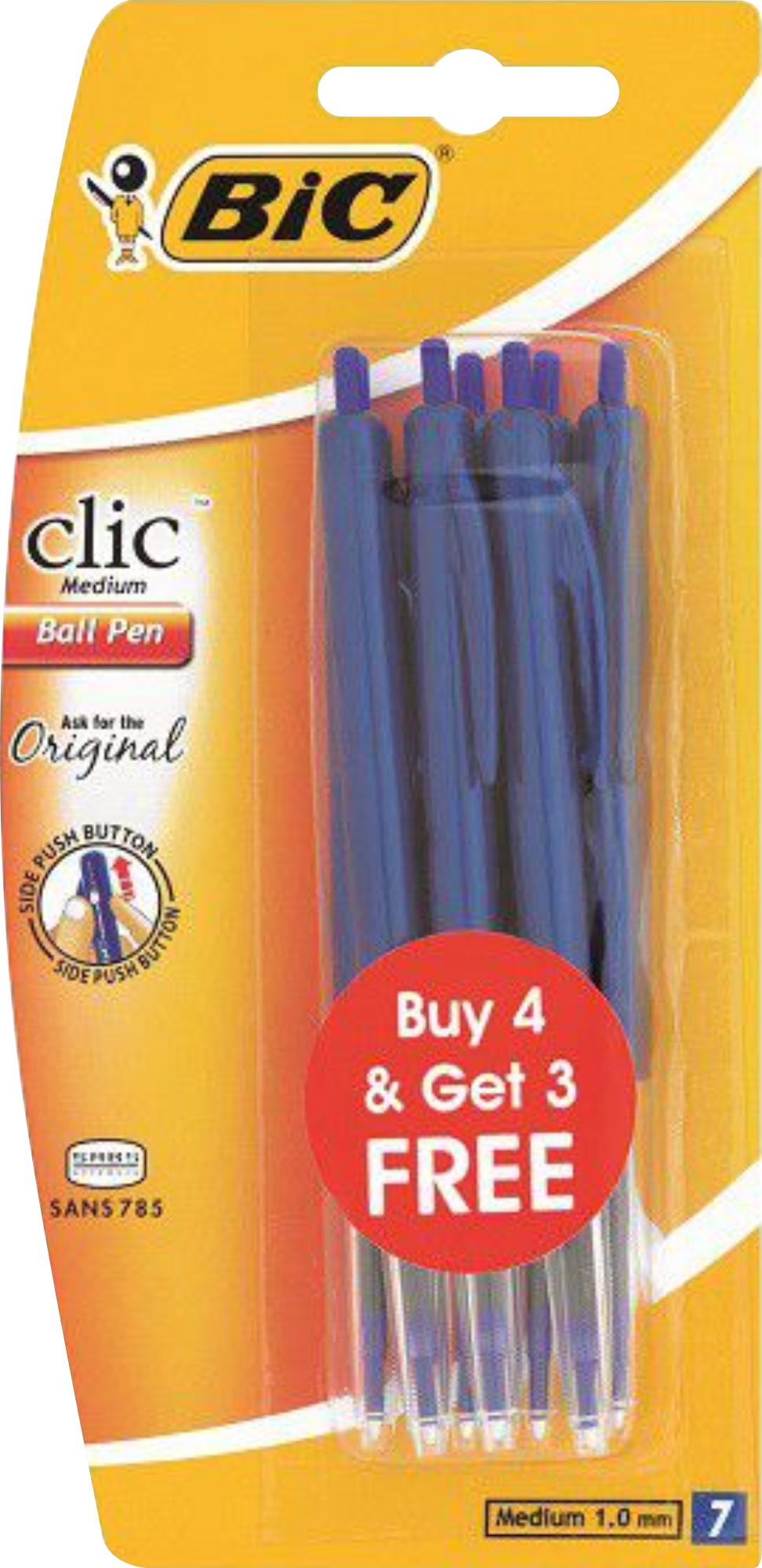 Bic Clic Blister Pack Blue 4+3