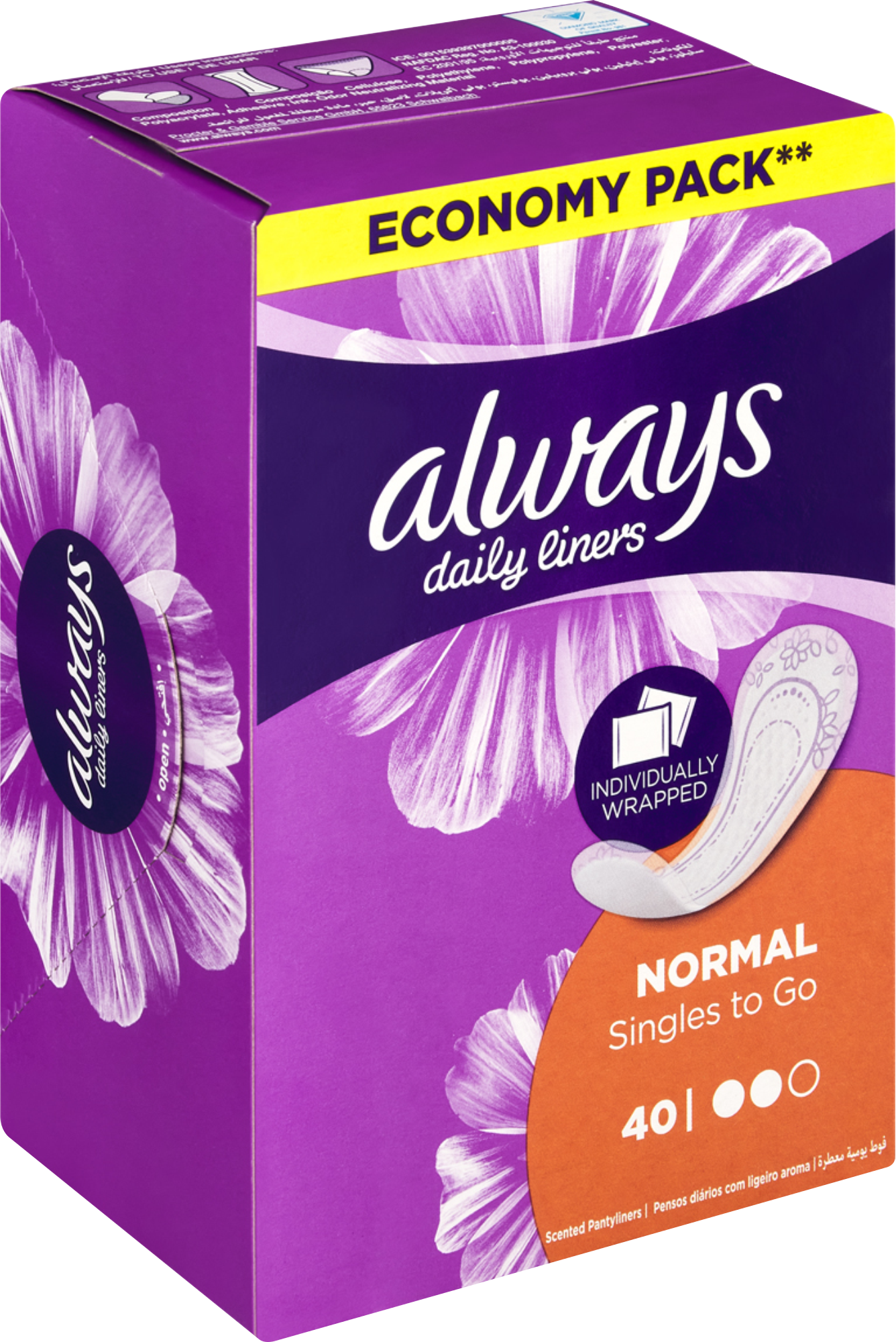 Always Liners Normal 40’S – Unscented