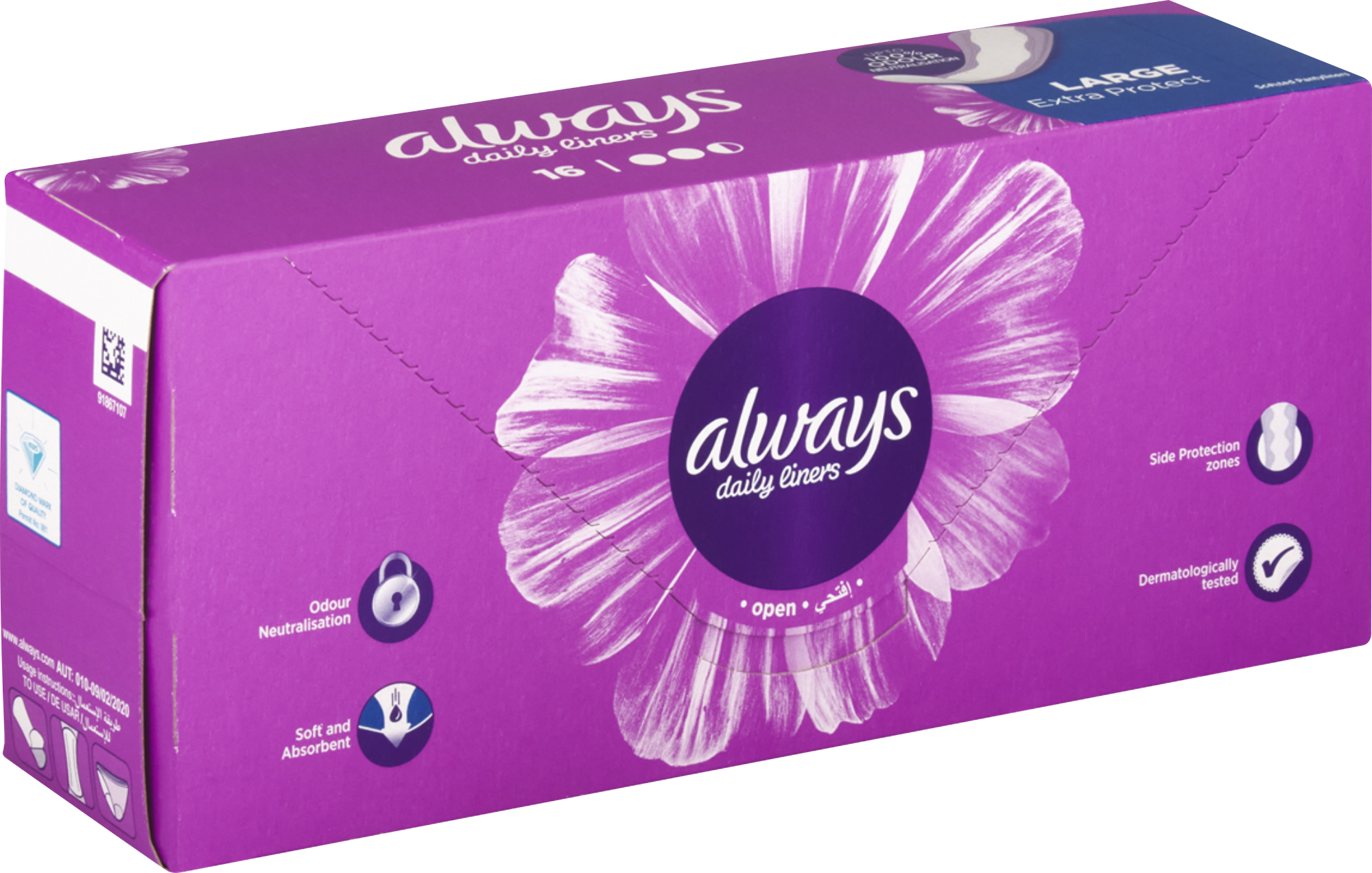 Always Liners Large 16’S – Unscented