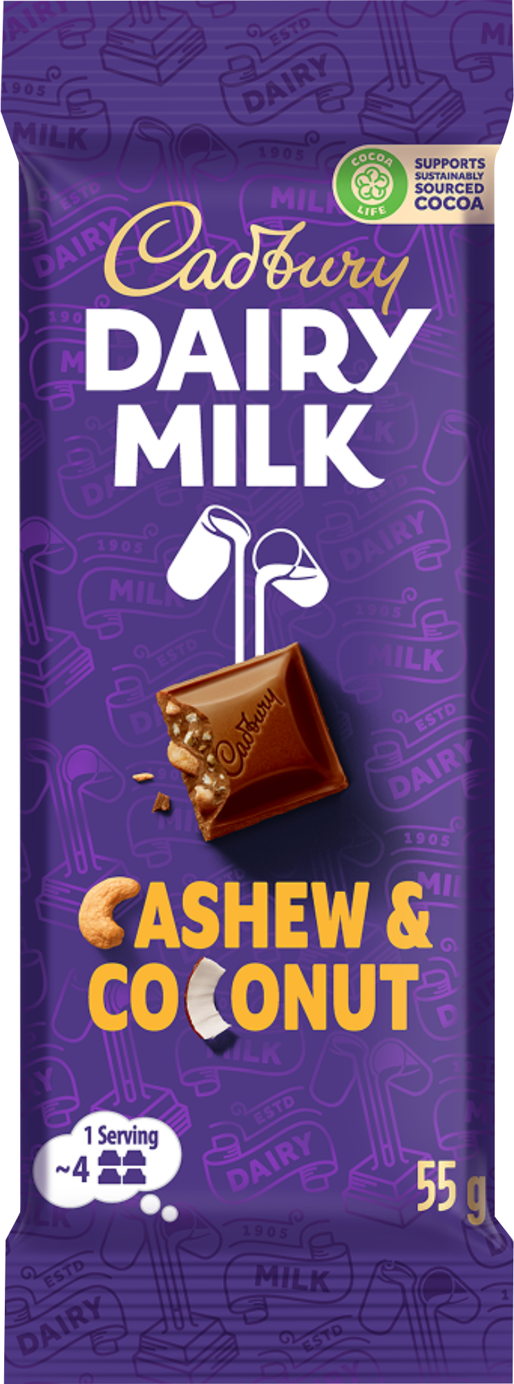 Cadbury Slabs 55G – Cashew & Coconut