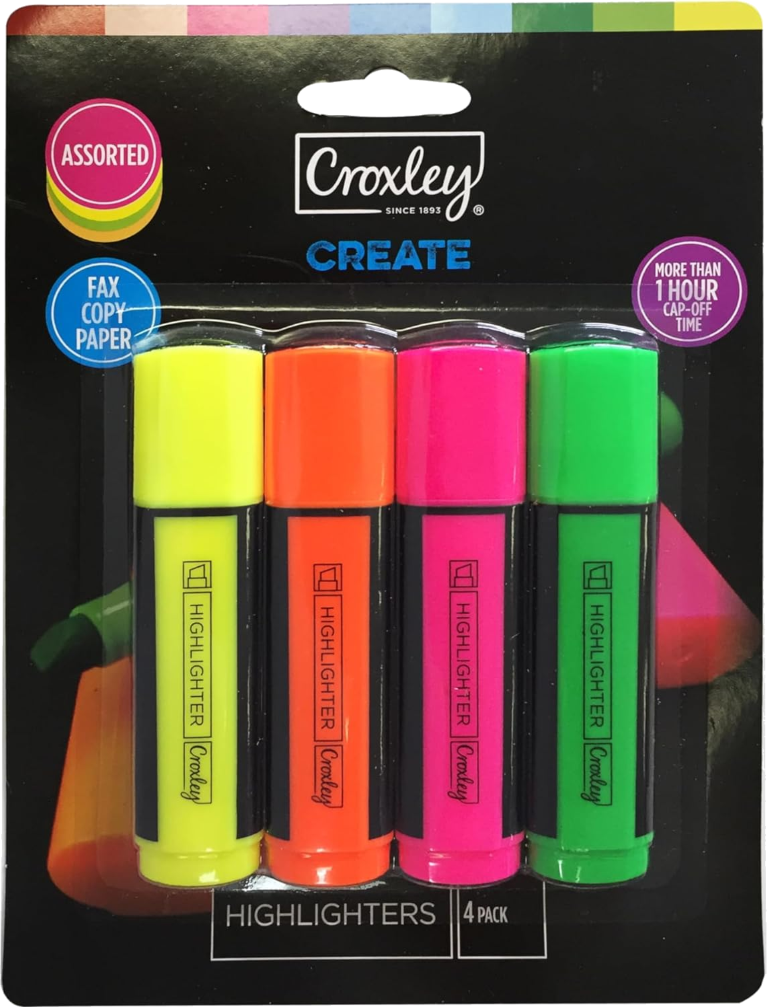 Croxley Highlighters Assorted 4’S