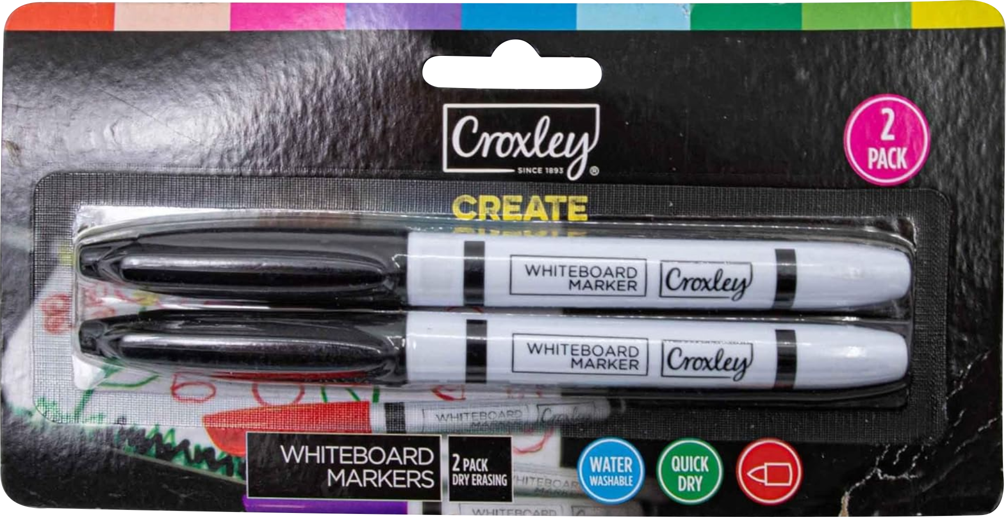 Croxley White Board Marker Black 2’S